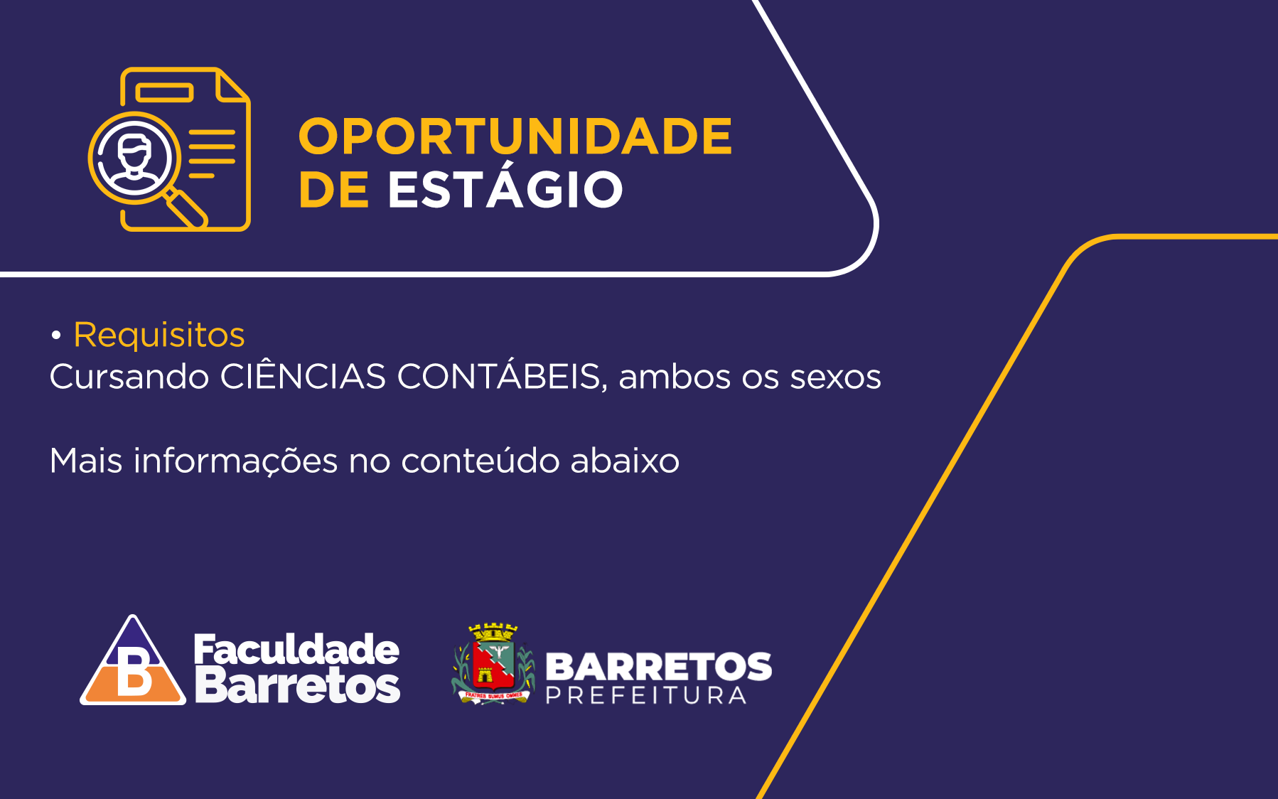 [ENCERRADO] VAGA DE ESTÁGIO - Prefeitura de Barretos - Ciências Contábeis